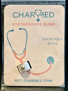 Charmed Stethoscope Bling Charm — Gold & White Sunshine